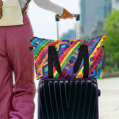 Kente cloth pattern using rainbow colors in a Native American-inspired design Lightweight luggage