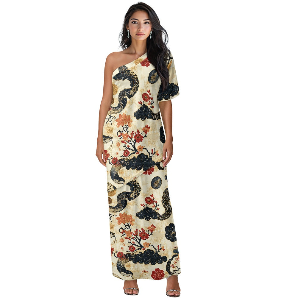 Elegant Off-Shoulder Two-Piece Dress for Women white