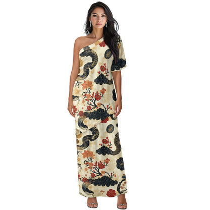 Elegant Off-Shoulder Two-Piece Dress for Women white