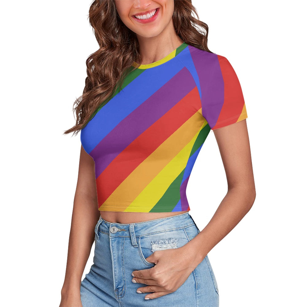 Rainbow Tight cropped navel-baring T-shirt