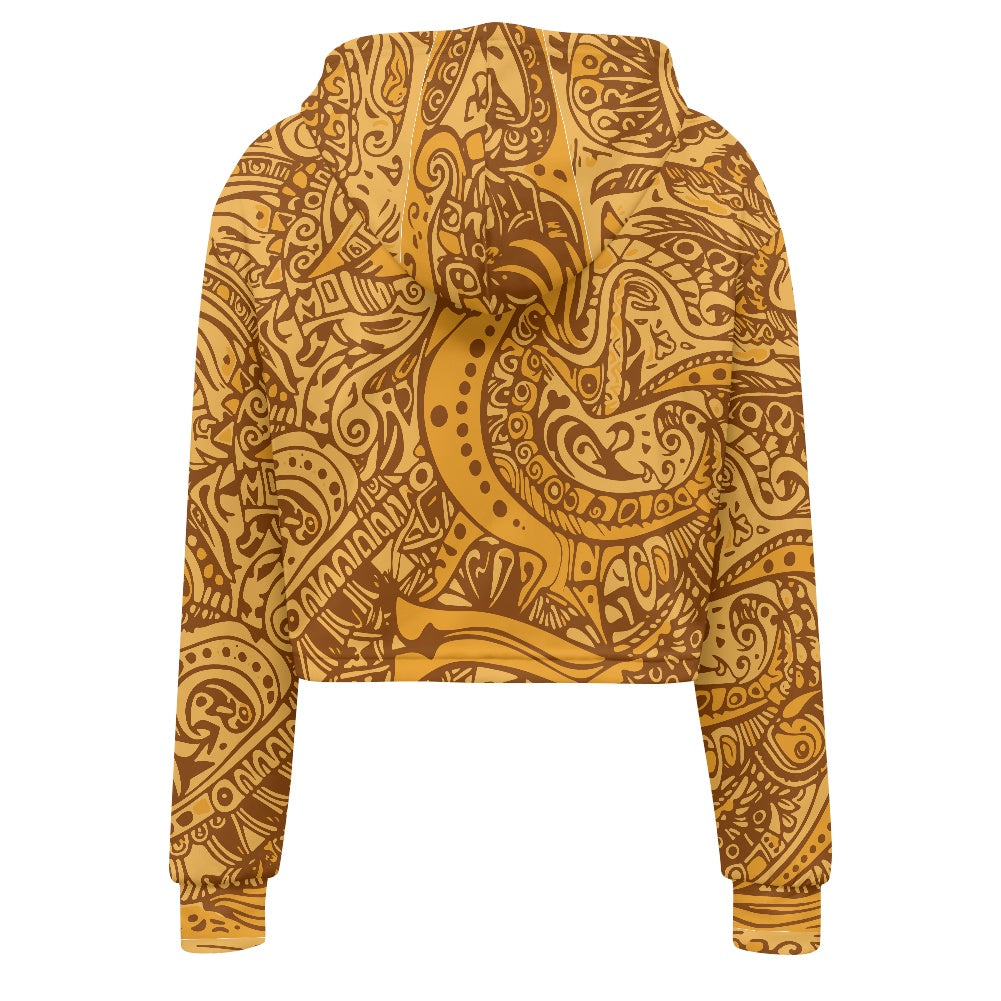 Women's midriff-baring sweatshirt - Ethnic Gold
