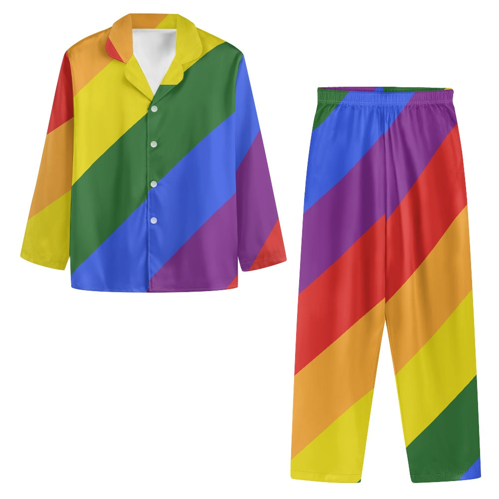 Rainbow Ladies Pajamas (button) white