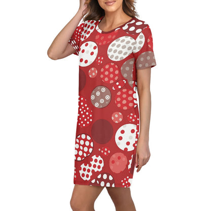 Women's Round Neck Short Sleeve Midi Skirt