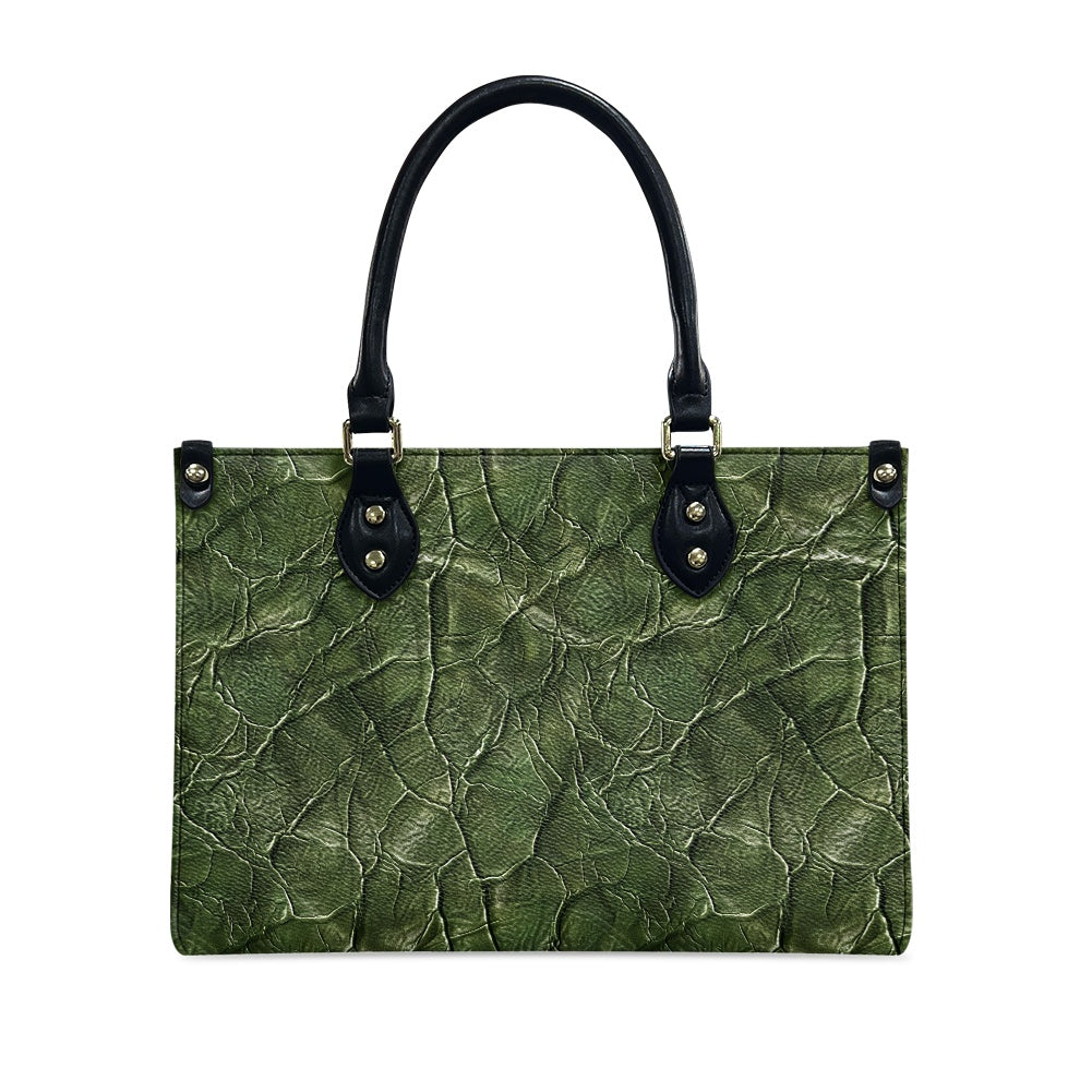 Green Embossed Statement Women's PU Leather Twill Handbag