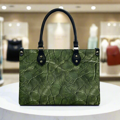 Green Embossed Statement Women's PU Leather Twill Handbag