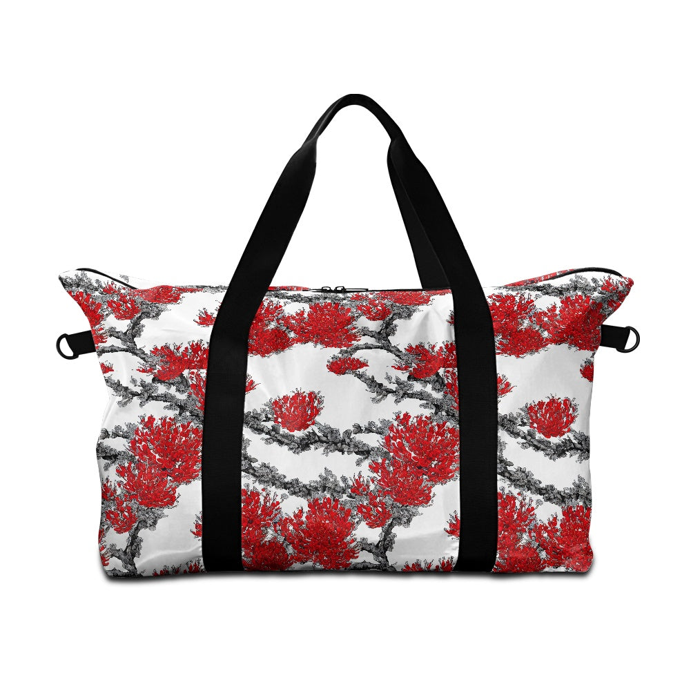 Red Floral Lightweight luggage white ONESIZE