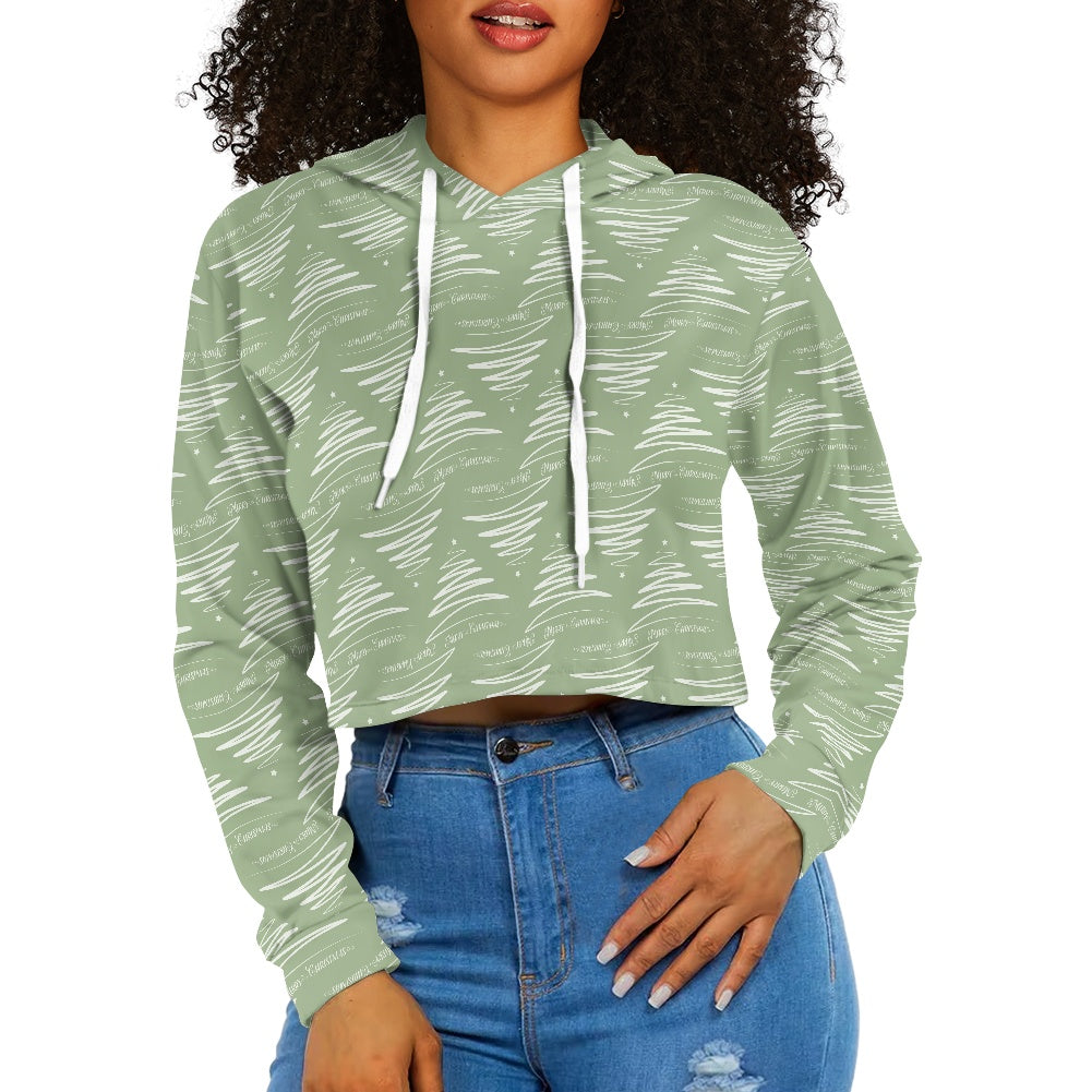 Women's midriff-baring sweatshirt - Xmas Trees