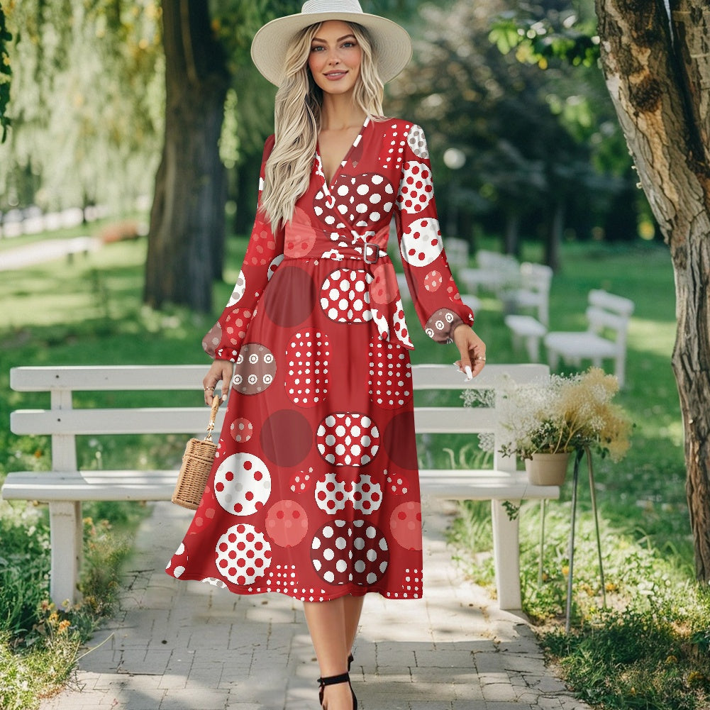 Waist Long Sleeve Tie Dress