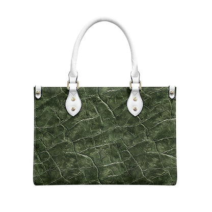 Women's Natural Opulence: Forest Green with Intricate Grain Details PU Leather Twill Handbag