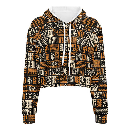 Women's midriff-baring sweatshirt - Ethnic African white
