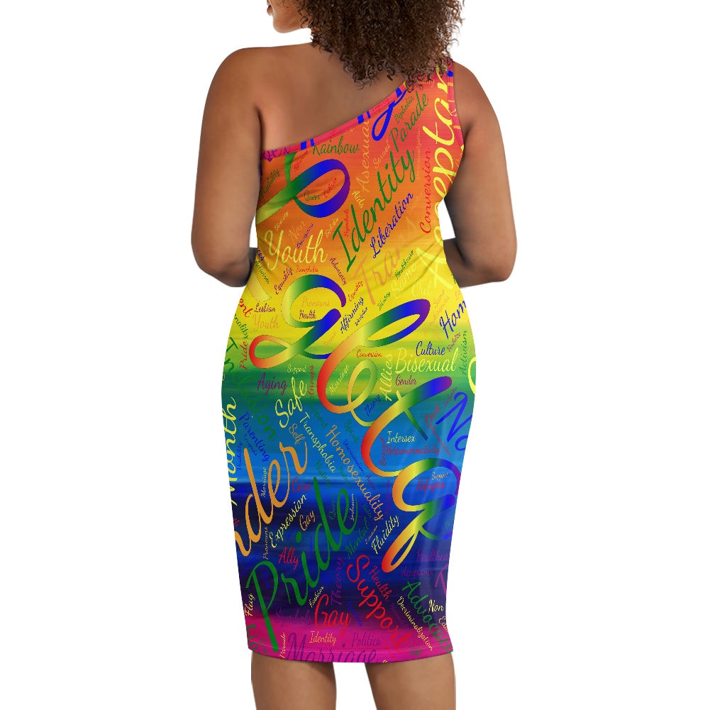 Discover Elegance: Luxtrini's One-Shoulder Slim Dress - LGBTQ Pride
