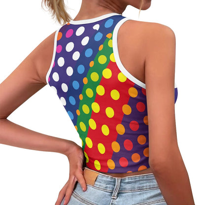 LGBTQ-Friendly Rainbow Polka Dot 
Tight Tank Top (short) by Luxtrini