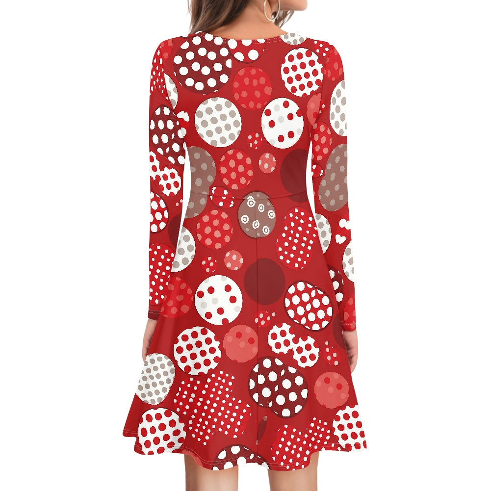 V-Neck Long Sleeve Ruffle Dress