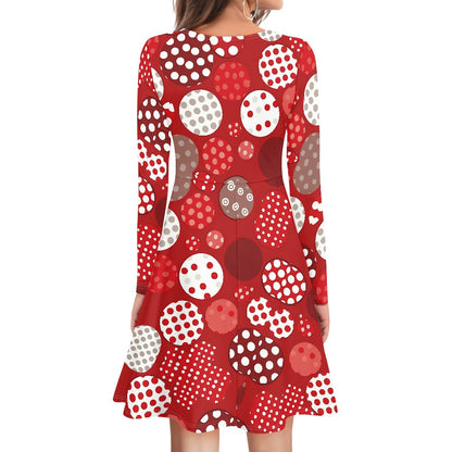 V-Neck Long Sleeve Ruffle Dress