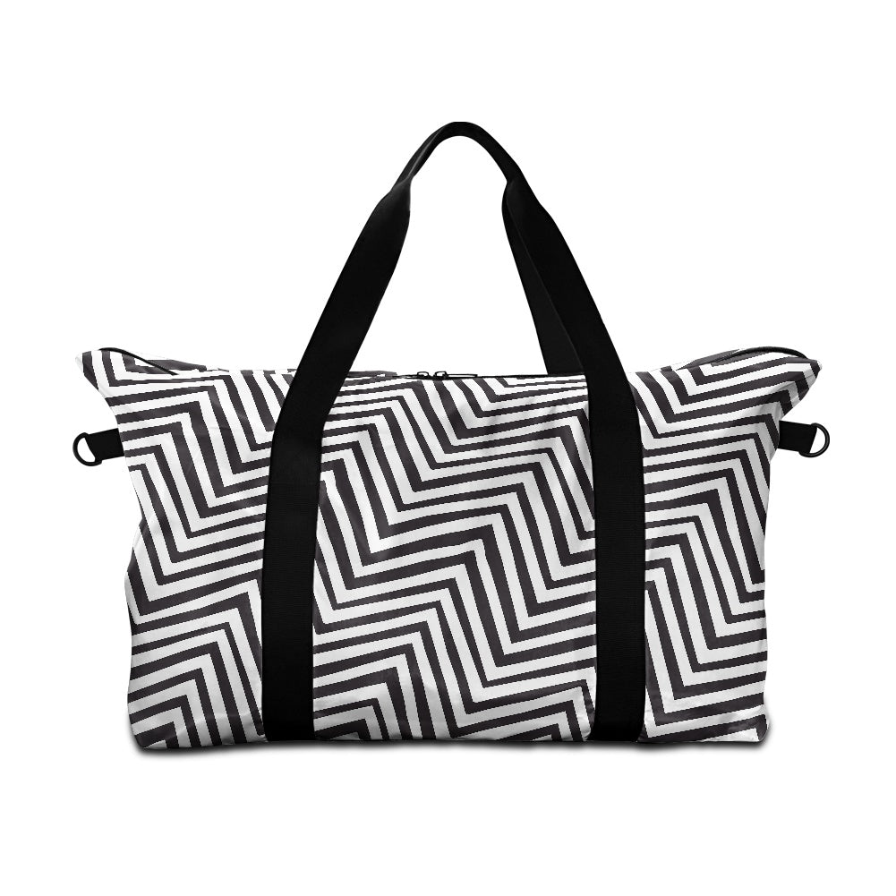 Black and White Zigzag Lightweight luggage white ONESIZE