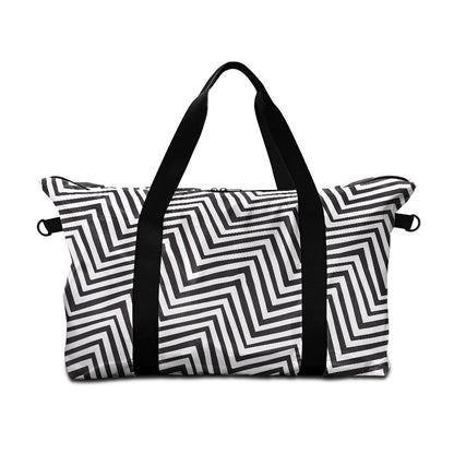 Black and White Zigzag Lightweight luggage white ONESIZE