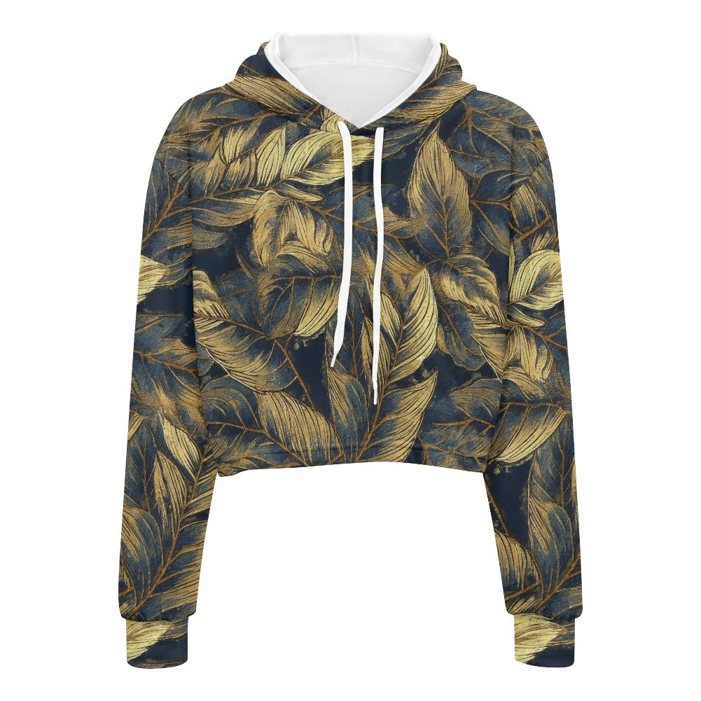 Women's midriff-baring sweatshirt - Tropical white