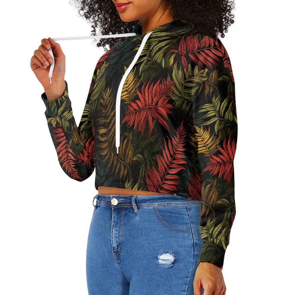 Women's midriff-baring sweatshirt - Tropical