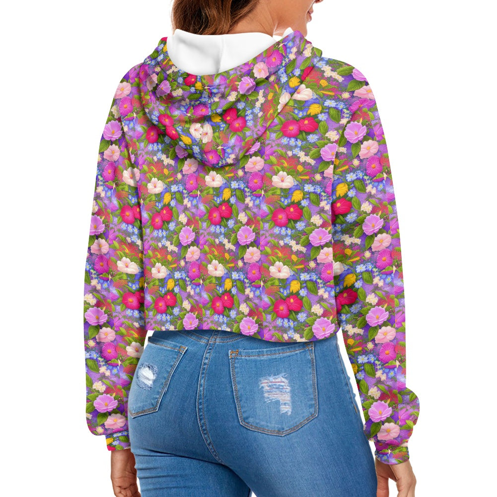 Women's midriff-baring sweatshirt - Floral