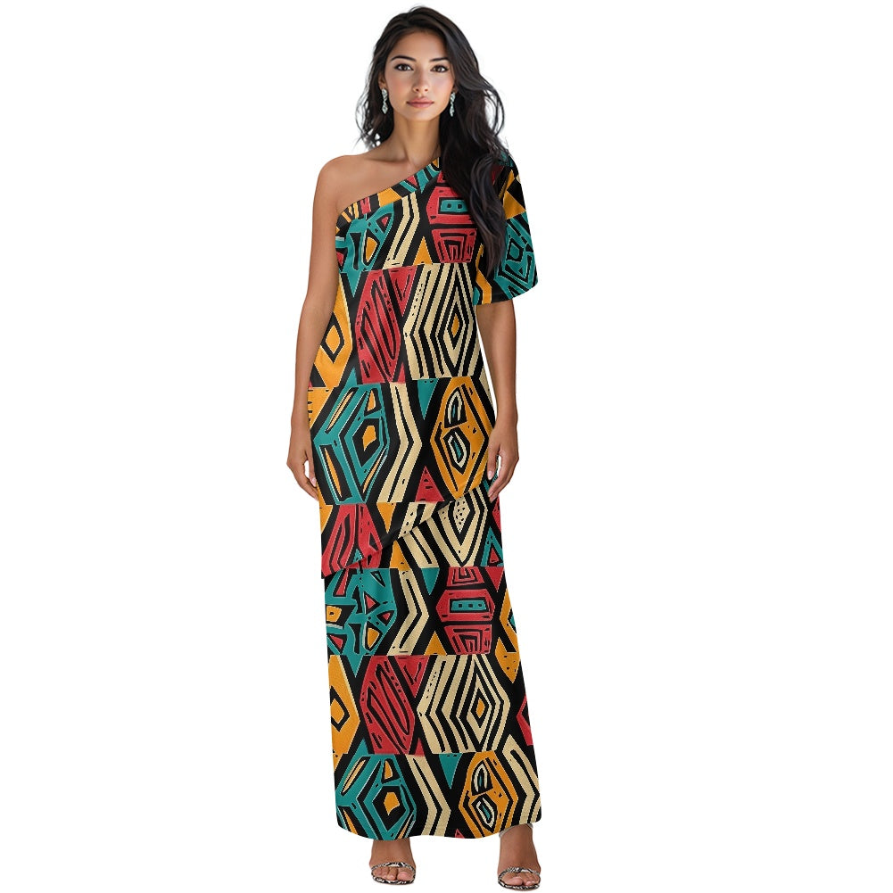 Elegant Off-Shoulder Two-Piece Dress for Women white