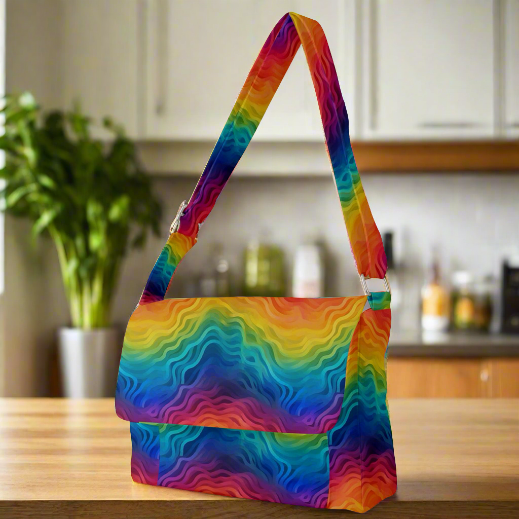 LGBTQ Rainbow Full Print Messenger Bag (L)