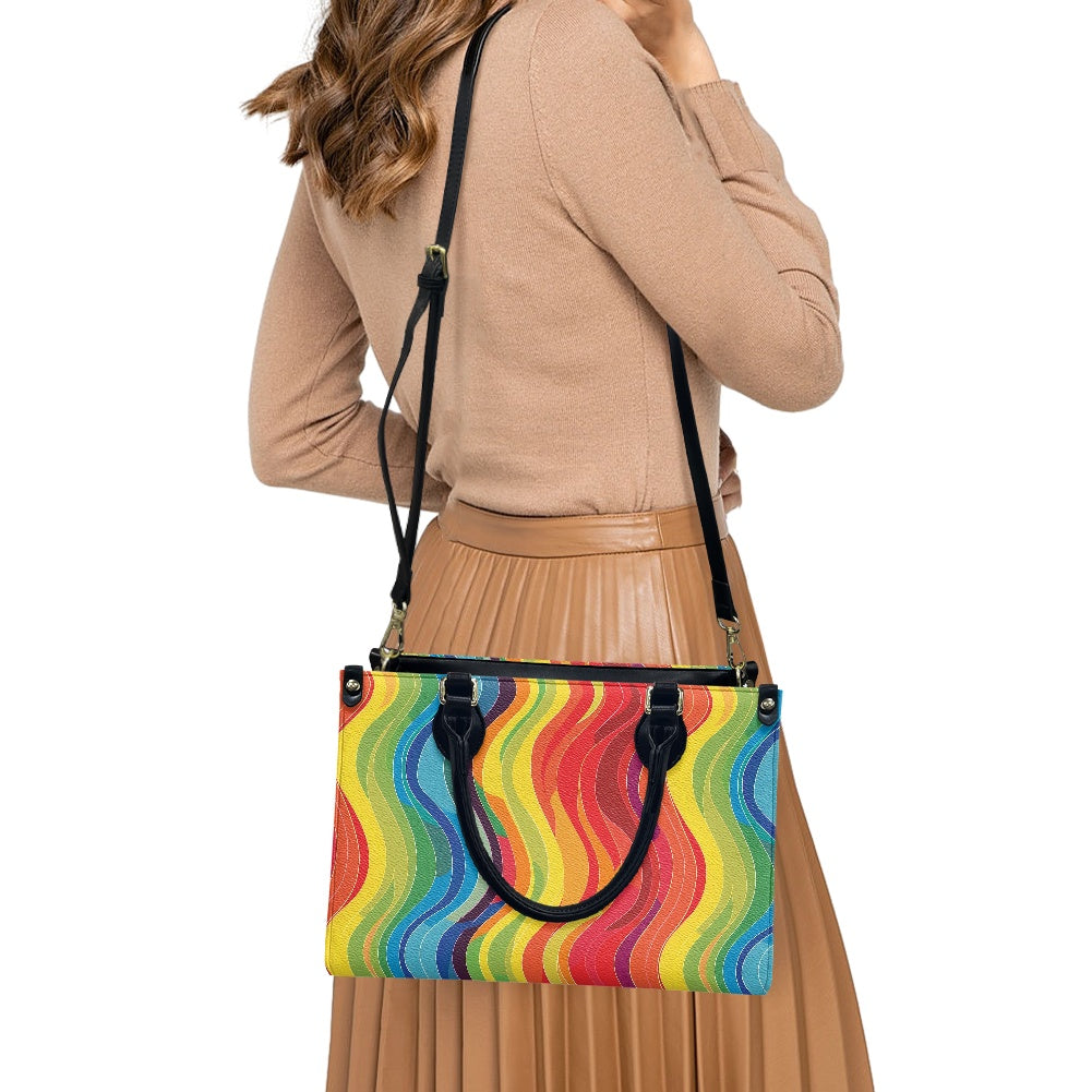 Wavy Rainbow Women's PU leather twill handbag