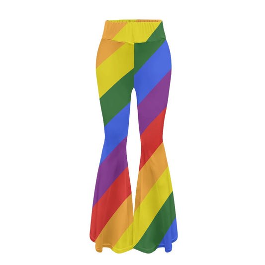 Rainbow yoga flared pants white