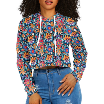 Women's midriff-baring sweatshirt - Mexcian Floral
