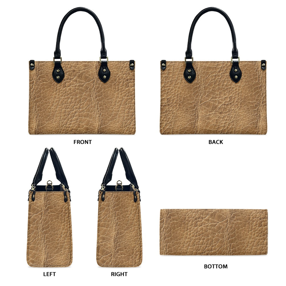 Natural Charm: Classic Brown Handbag with Intricate Grain Women's PU Leather Twill