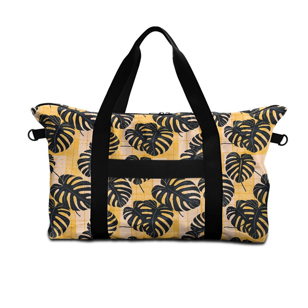 Monstera Leaves on Geometric pattern Lightweight luggage