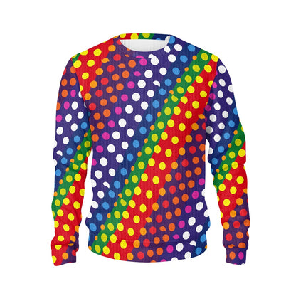 Polka Dot Rainbow Stripes Knitted pullover (All Over Printed)