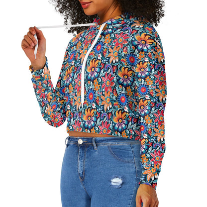 Women's midriff-baring sweatshirt - Mexcian Floral