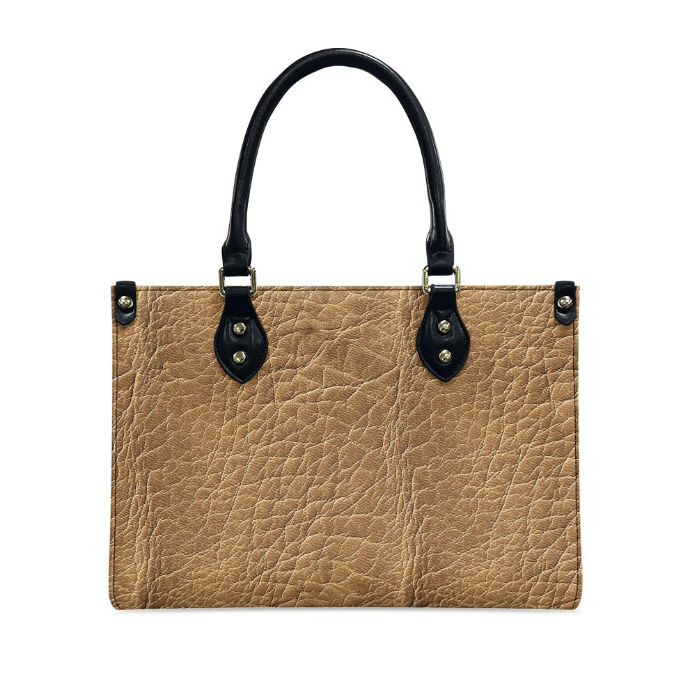 Natural Charm: Classic Brown Handbag with Intricate Grain Women's PU Leather Twill