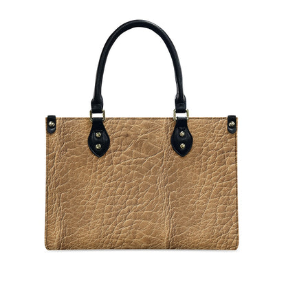 Natural Charm: Classic Brown Handbag with Intricate Grain Women's PU Leather Twill