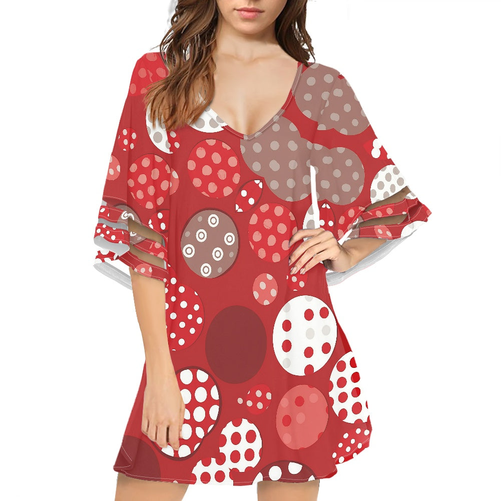 Red Polka Dot Chiffon dress white