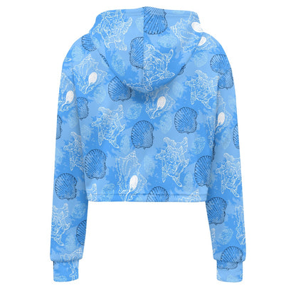 Women's midriff-baring sweatshirt - Blue Seashell
