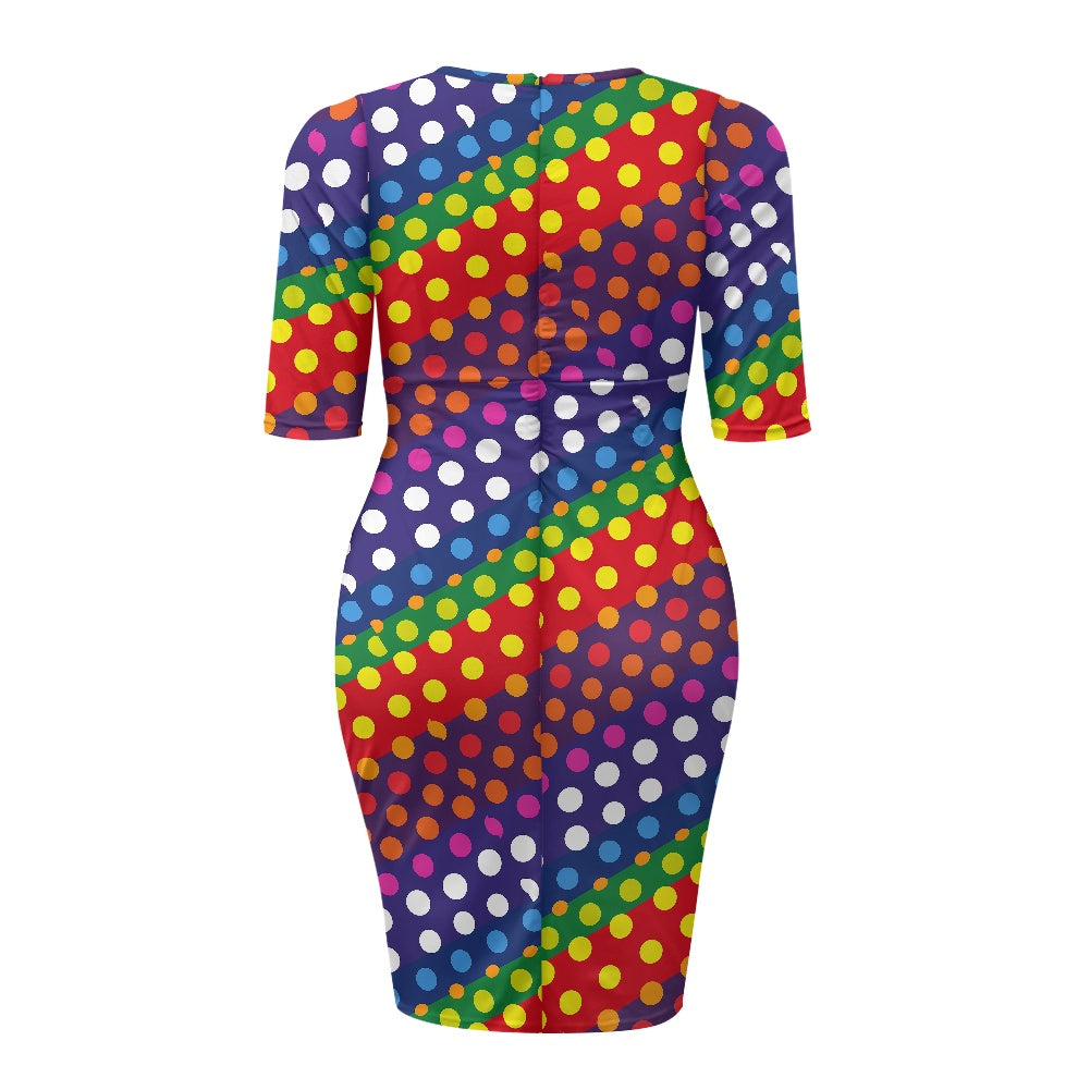 LGBTQ-Friendly Rainbow Polka Dot Bodycon Dress by Luxtrini