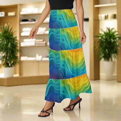 Lgbtq Rainbow Tiered Ruffle Maxi Skirt