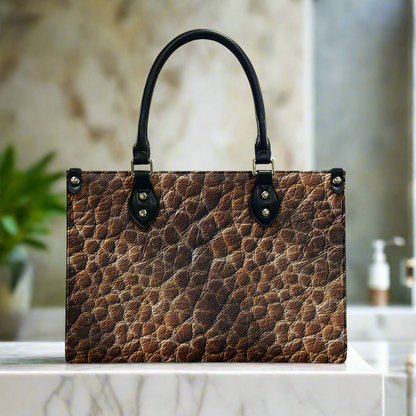 Wild Essence: Textured Brown Women's PU Leather Twill Handbag for Everyday Elegance