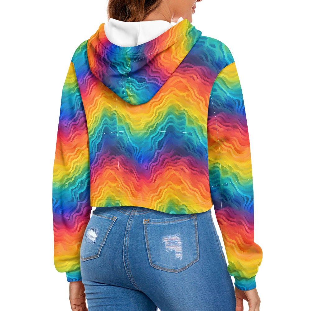 Women's midriff-baring sweatshirt - Rainbow