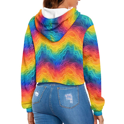 Women's midriff-baring sweatshirt - Rainbow