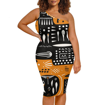 Discover Elegance: Luxtrini's One-Shoulder Slim Dress - Ethnic
