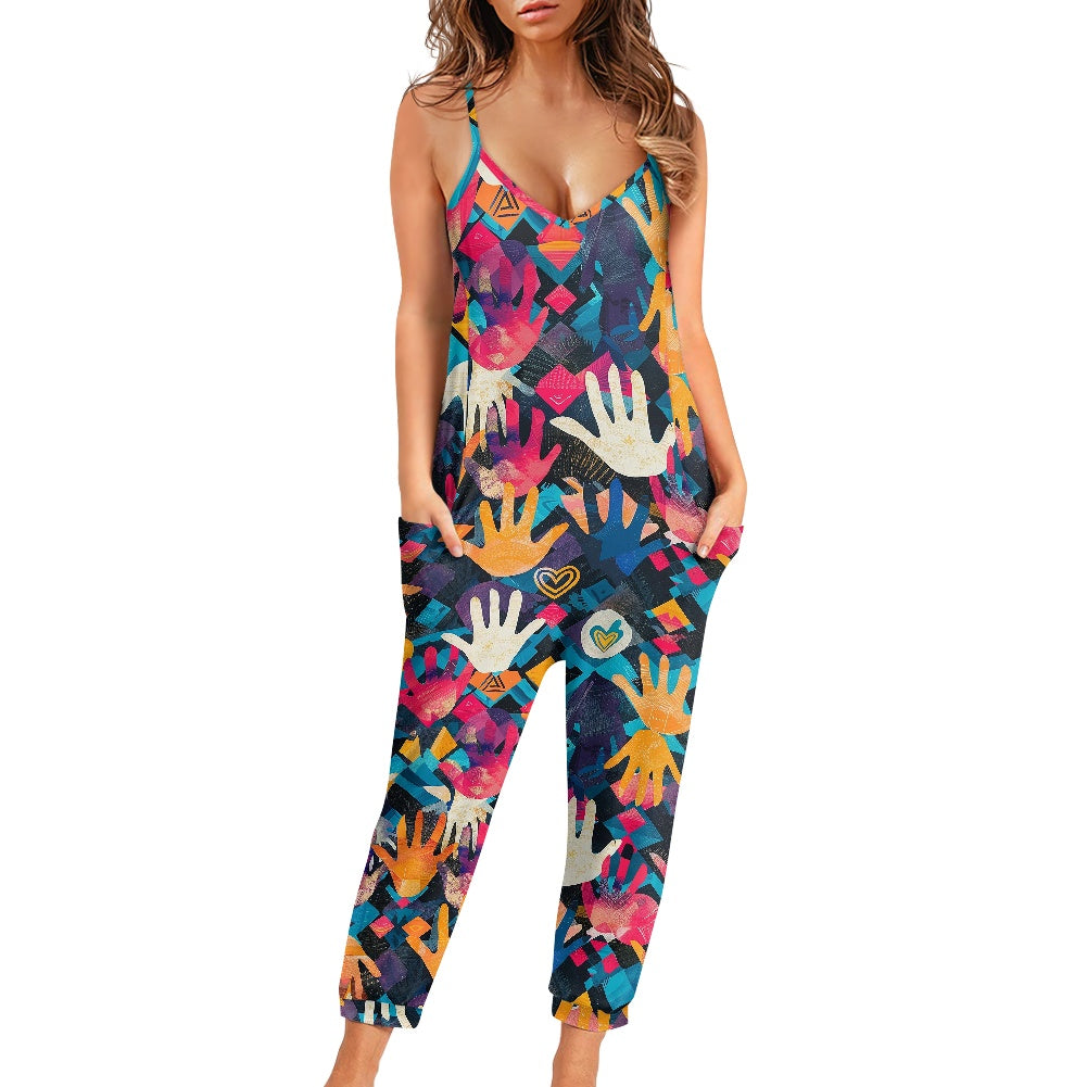 Rainbow Handprint Rompers - Exclusive One-of-a-Kind Luxury Romper - Limited Edition, Ethically Made, and Stylishly Comfortable