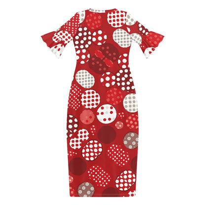 Stylish Scoop Neck Ankle-Length Dress with Unique Ruffled Sleeves for Women