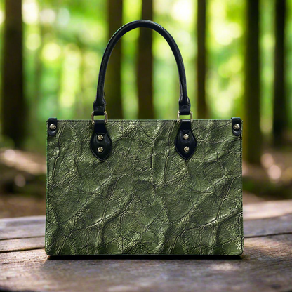 Moss Luxe: Timeless Textured Green PU Leather Women's Twill Handbag