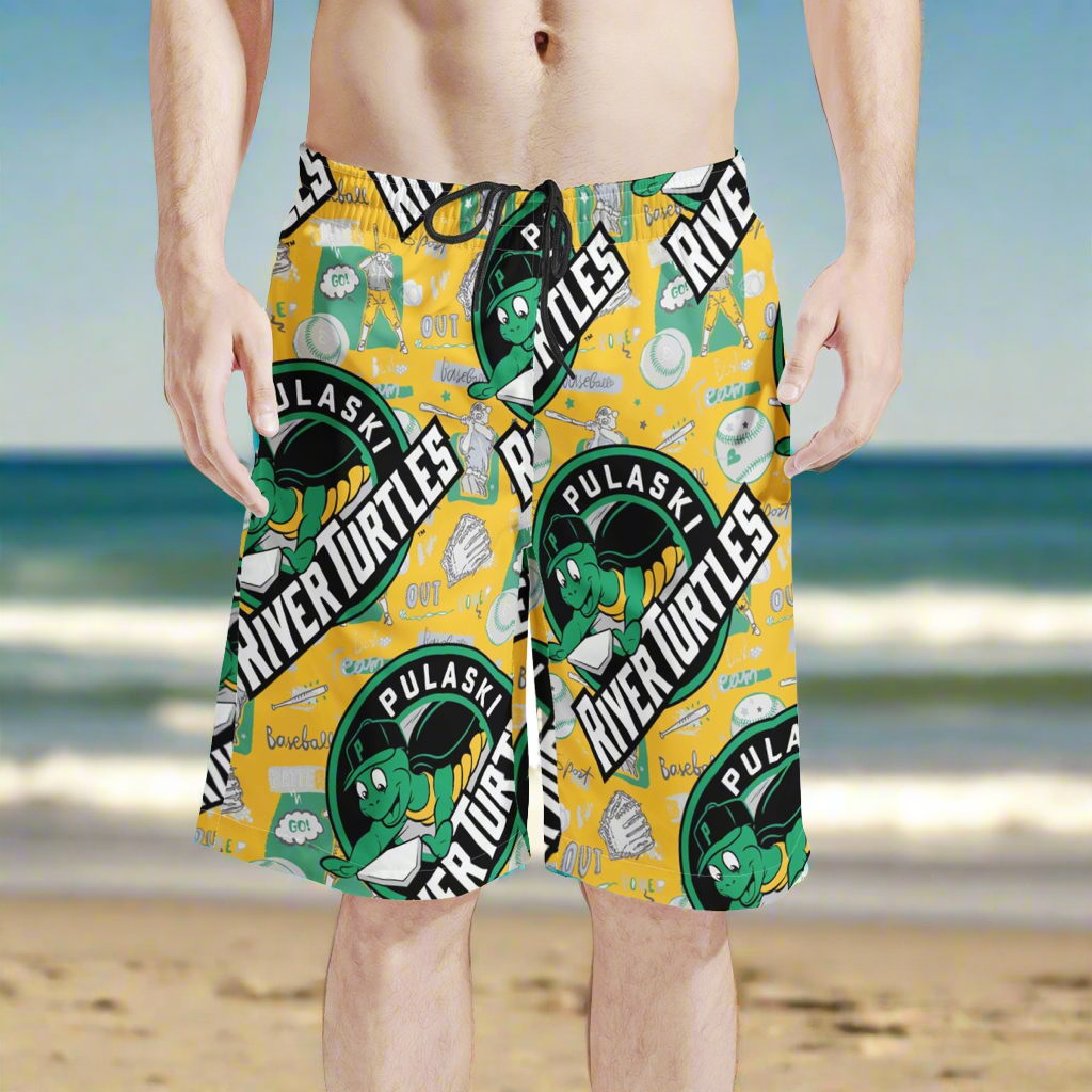 Men's All Over Board Shorts - Pulaski River Turtles Fan