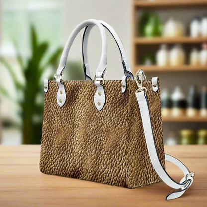 Golden Grain: Timeless Brown Leather for Women Women's PU Leather Twill Handbag