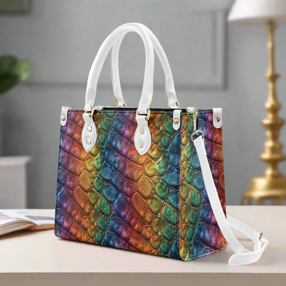 Alligator Rainbow Pride Women's PU leather twill handbag