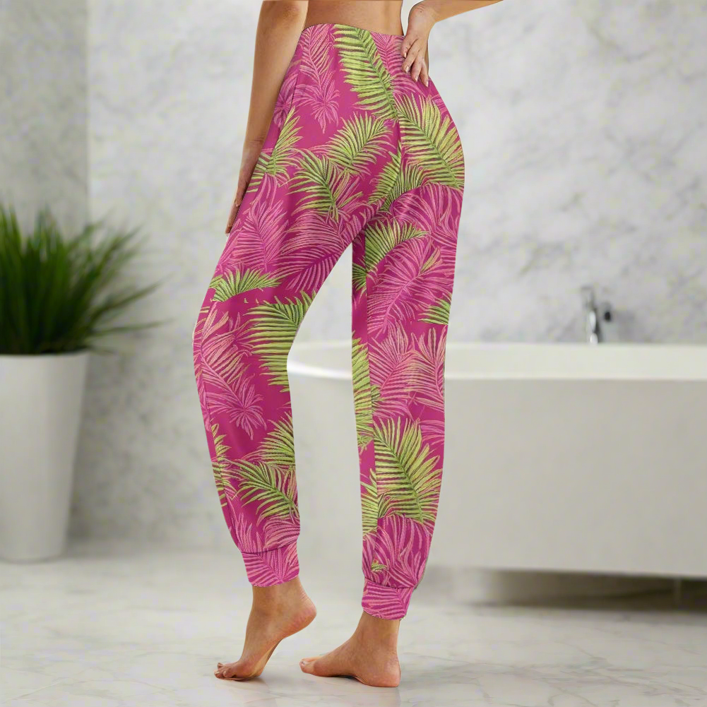 🌴Palm Bliss Women's Pajama Pants – Luxe Lounge with a Bold Twist