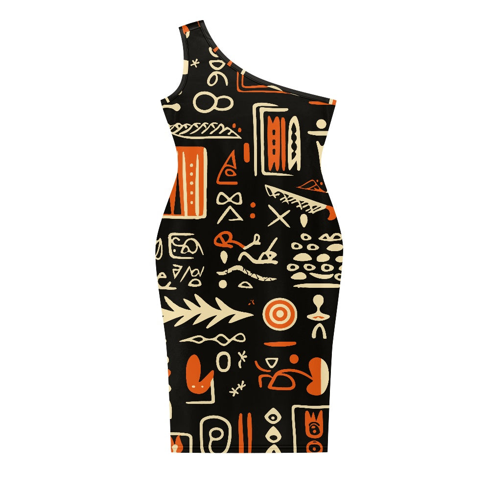 Discover Elegance: Luxtrini's One-Shoulder Slim Dress - Ethnic white